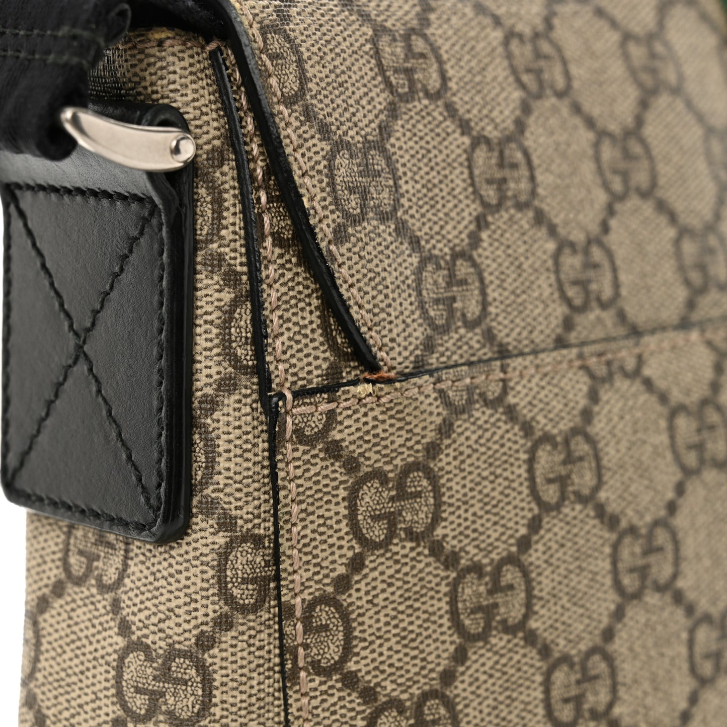 GG Supreme Monogram Web Flap Messenger Bag Black