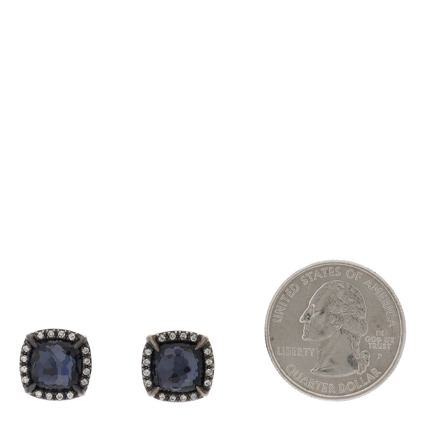Sterling Silver Diamond Black Orchid 9mm Chatelaine Bezel Earrings