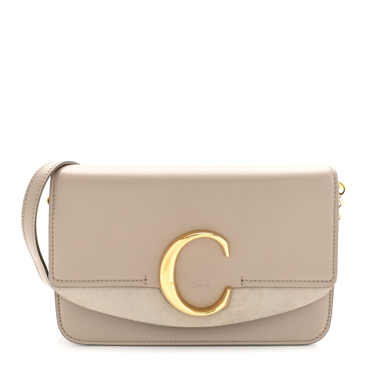Chloe Calfskin Suede C Clutch With Chain Motty Grey 1 of 13