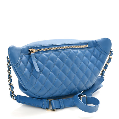 Chanel Crumpled Lambskin Quilted Waist Bag Fanny Pack Blue 2 of 9