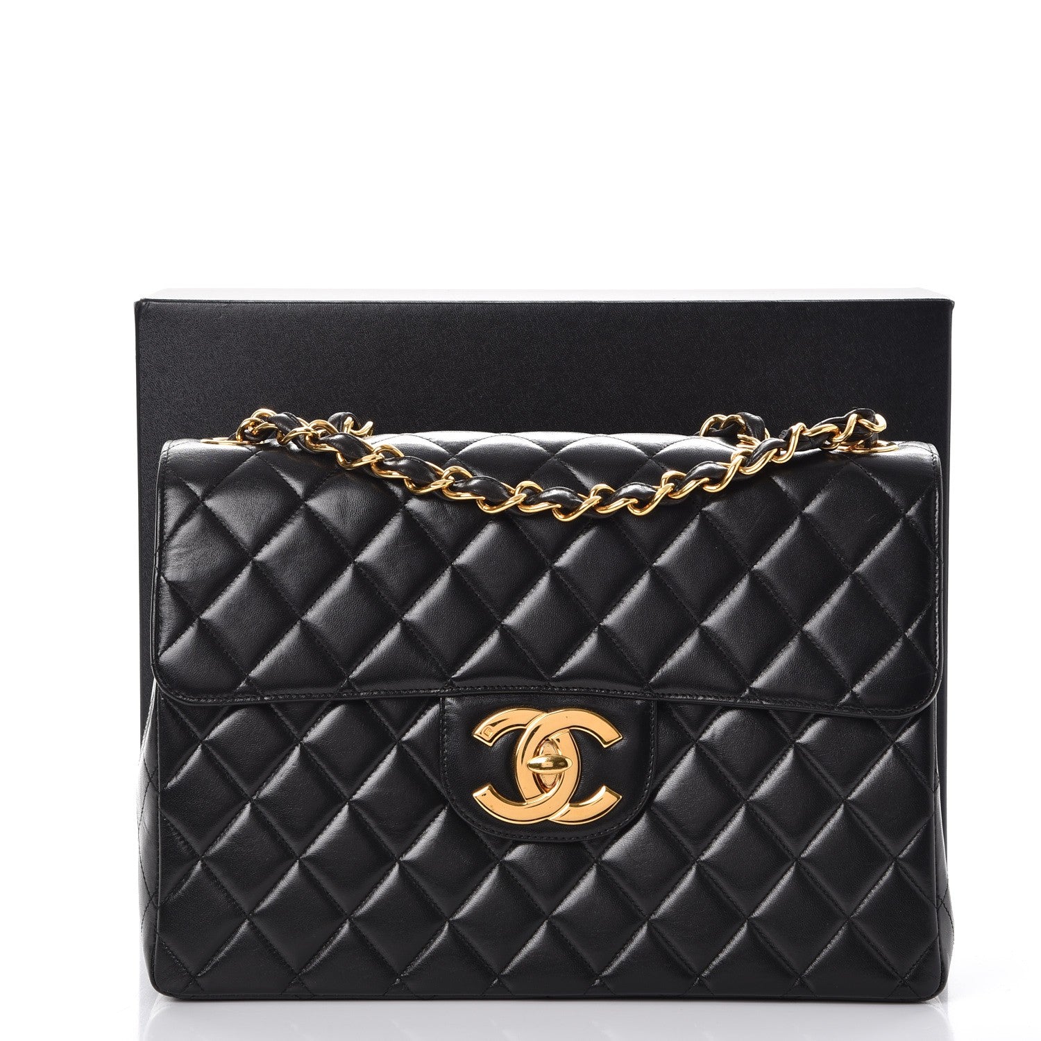 Chanel Lambskin Quilted XL Jumbo Single Flap Black 12 of 12