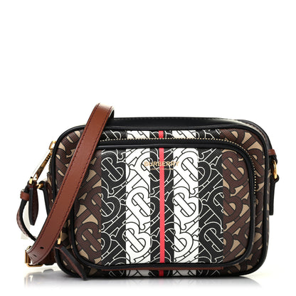 Burberry E-Canvas Monogram Stripe Camera Bag Bridle Brown 1 of 4