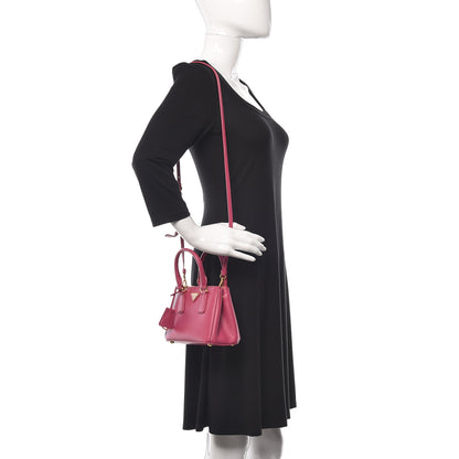 Prada Saffiano Lux Micro Galleria Double Zip Tote Fuxia 2 of 9