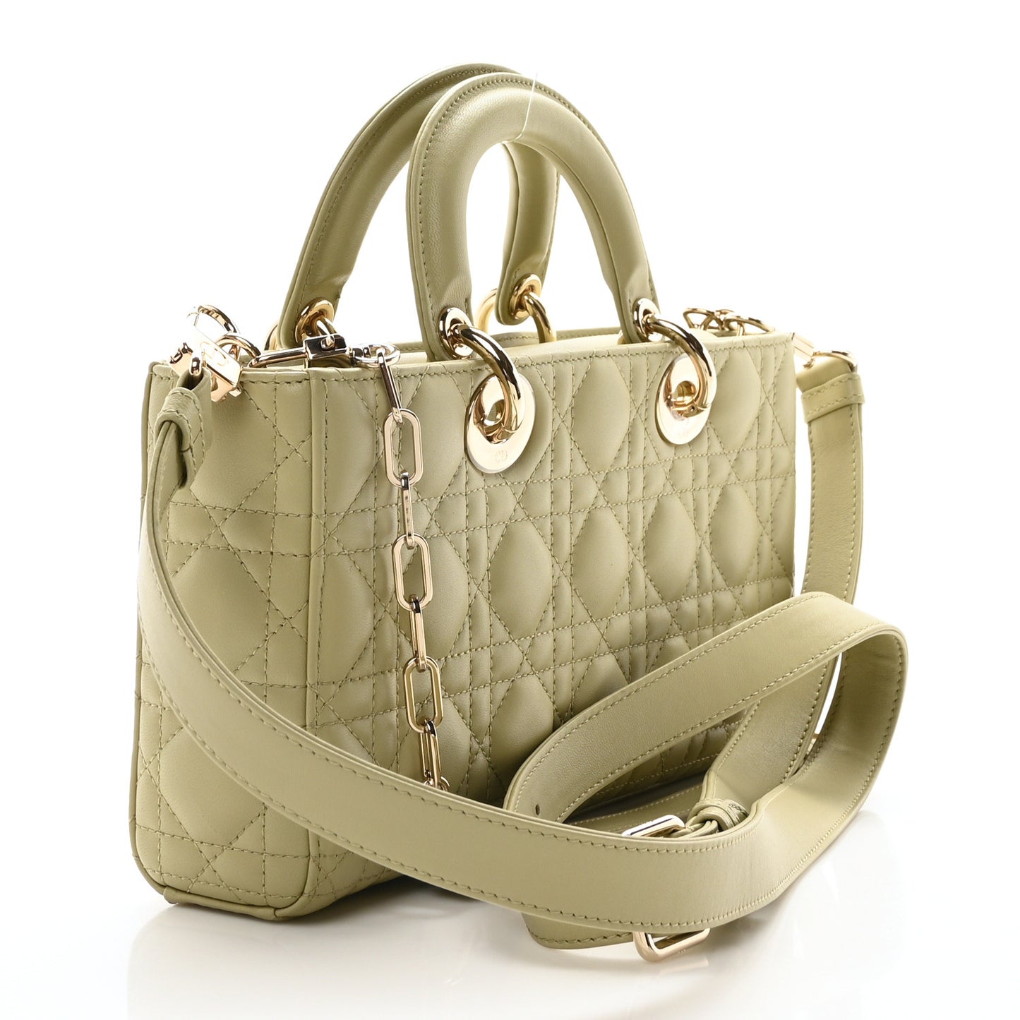 Lambskin Cannage Medium Lady D-Joy Pastel Peyote Green