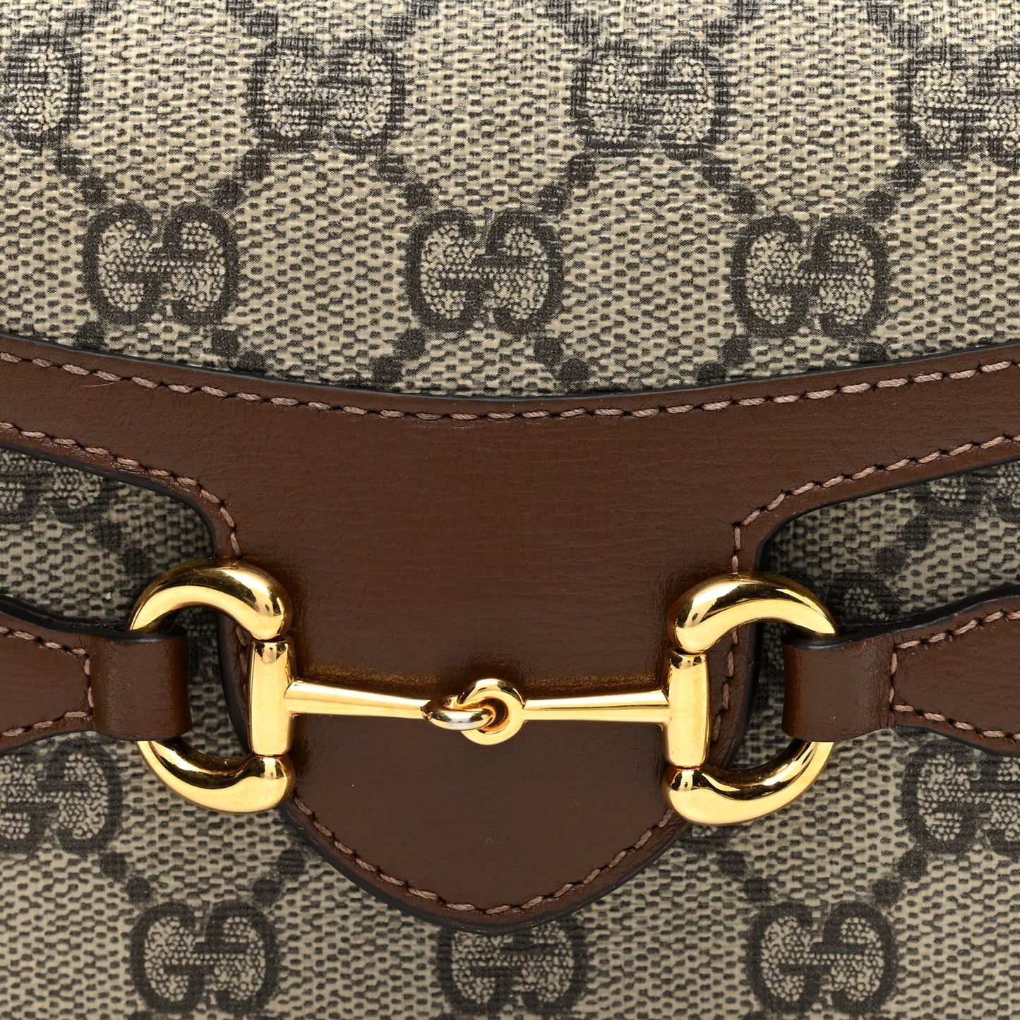 GG Supreme Monogram Mini Horsebit 1955 Shoulder Bag Beige Brown Sugar