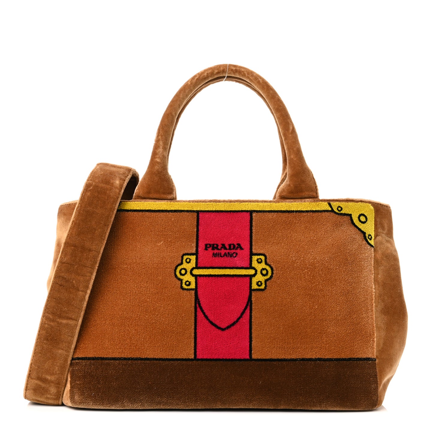 Velluto Ricamo Cahier Tote Bag Cammello