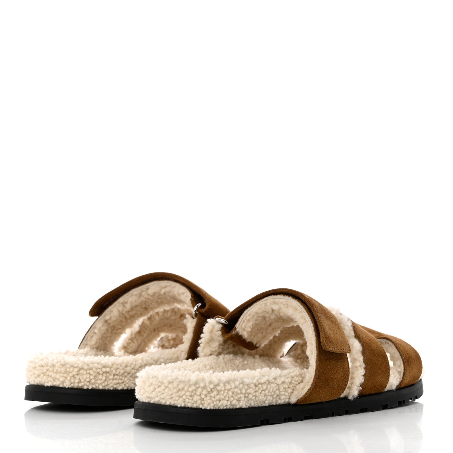 Suede Goatskin Woolskin Mens Chypre Sandals 41 Brun Fume Ecru