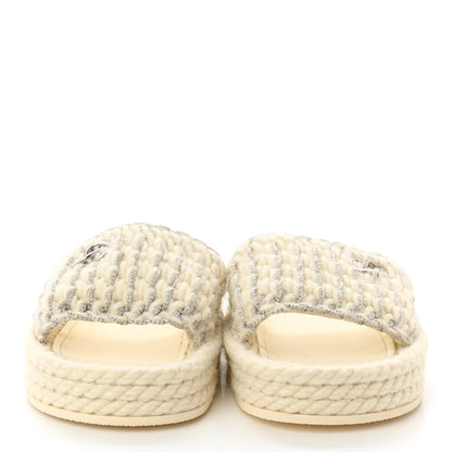Chanel Braided Knit CC Mules 41 Ecru 2 of 7