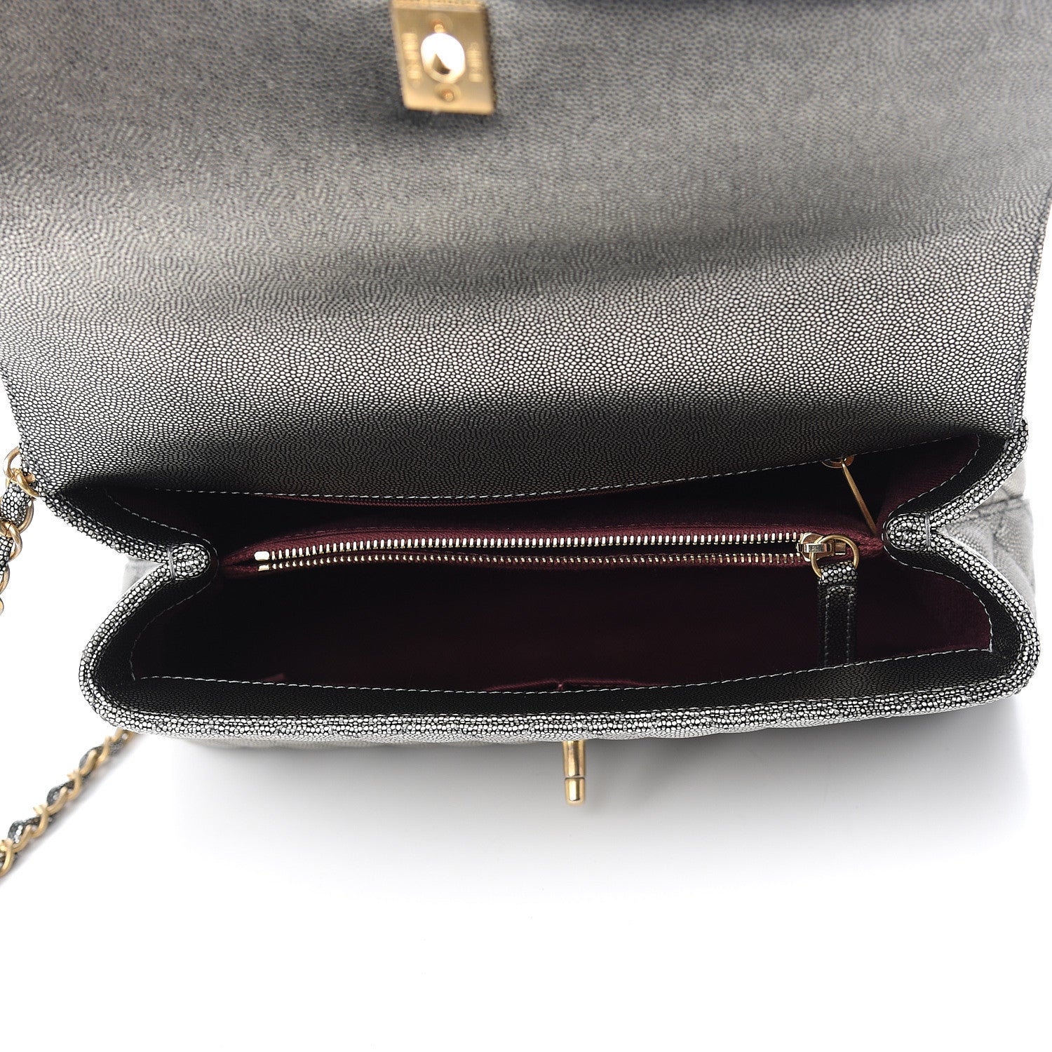 Chanel Metallic Caviar Quilted Small Coco Handle Flap Silver 4 of 9