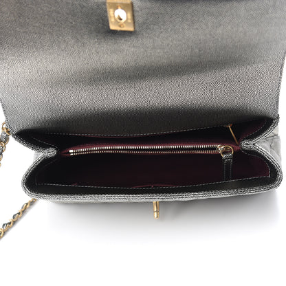 Chanel Metallic Caviar Quilted Small Coco Handle Flap Silver 4 of 9