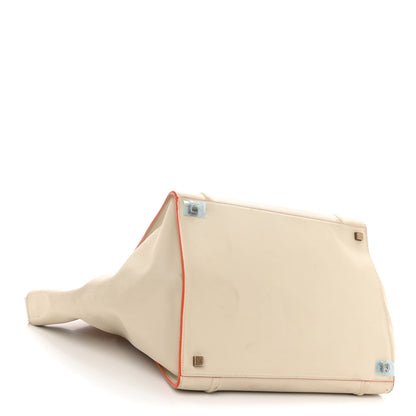 Celine Smooth Calfskin Medium Phantom Luggage Chalk Orange Trim 3 of 17