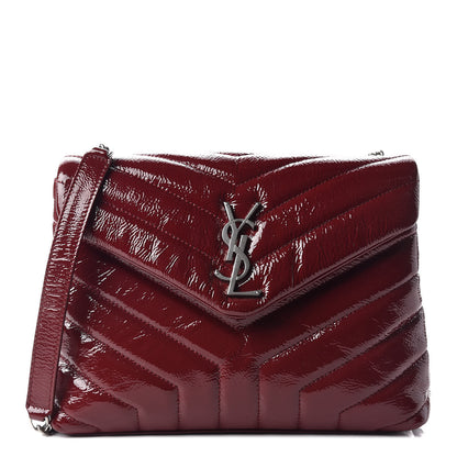 Saint Laurent Patent Y Quilted Monogram Small Loulou Chain Satchel Palissandre 1 of 10