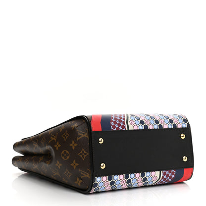 Louis Vuitton Calfskin Monogram Kimono Tote MM Rouge Navy 9 of 28