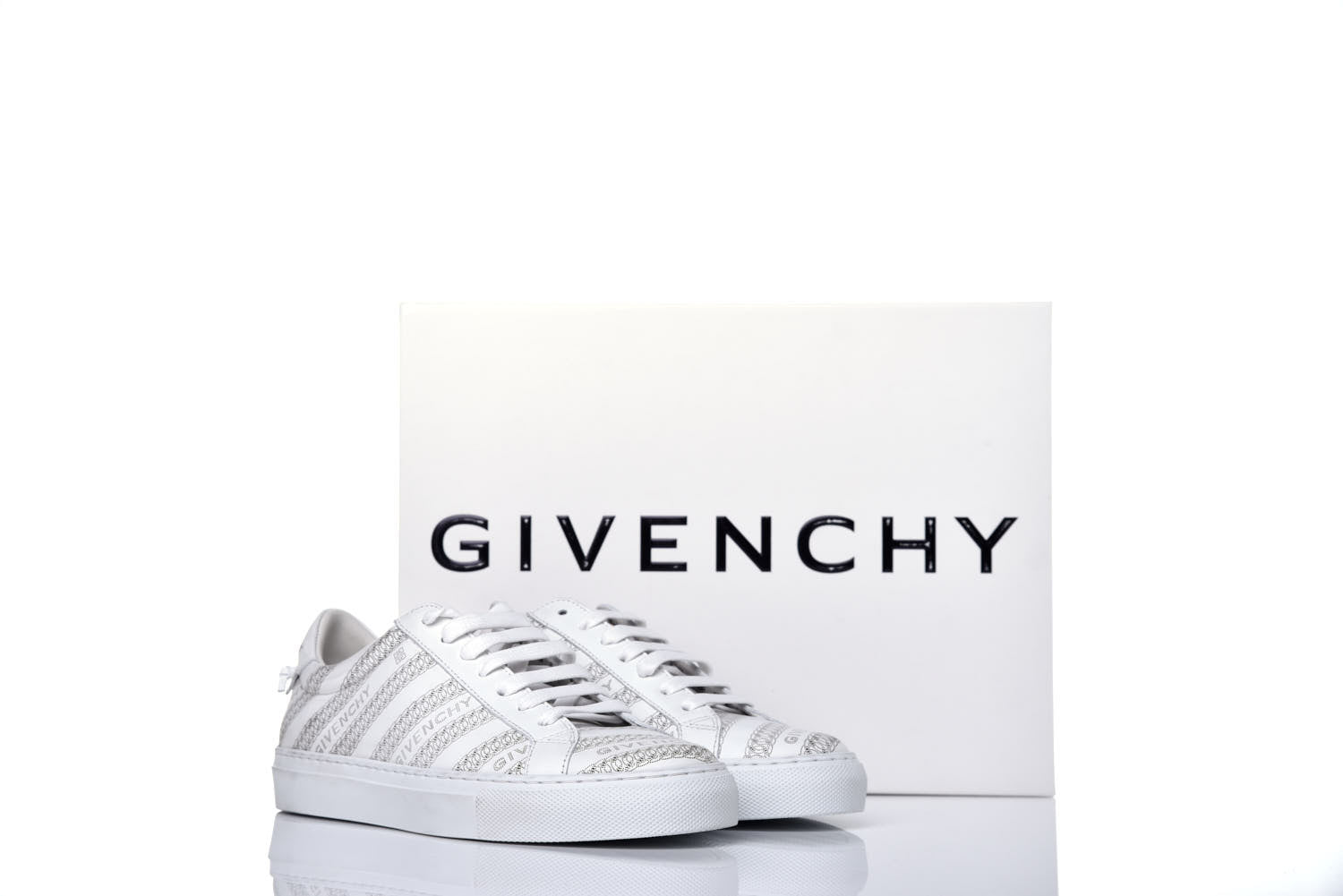Givenchy Calfskin Logo Chain Print Womens Urban Street Sneakers 36.5 White 9 of 9
