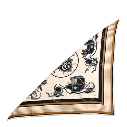 Hermes Cashmere Silk Ex-Libris Giant Triangle Scarf Natural Black Gold 1 of 4
