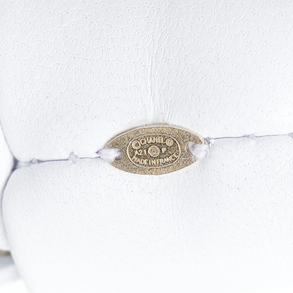 Lambskin Chain CC Hair Scrunchie White Gold