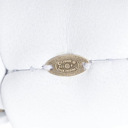 Chanel Lambskin Chain CC Hair Scrunchie White Gold 4 of 5