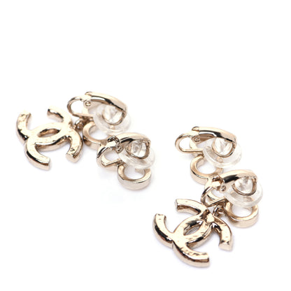 Chanel Metal Pearl CC Coco Climber Clip On Earrings Gold 4 of 6