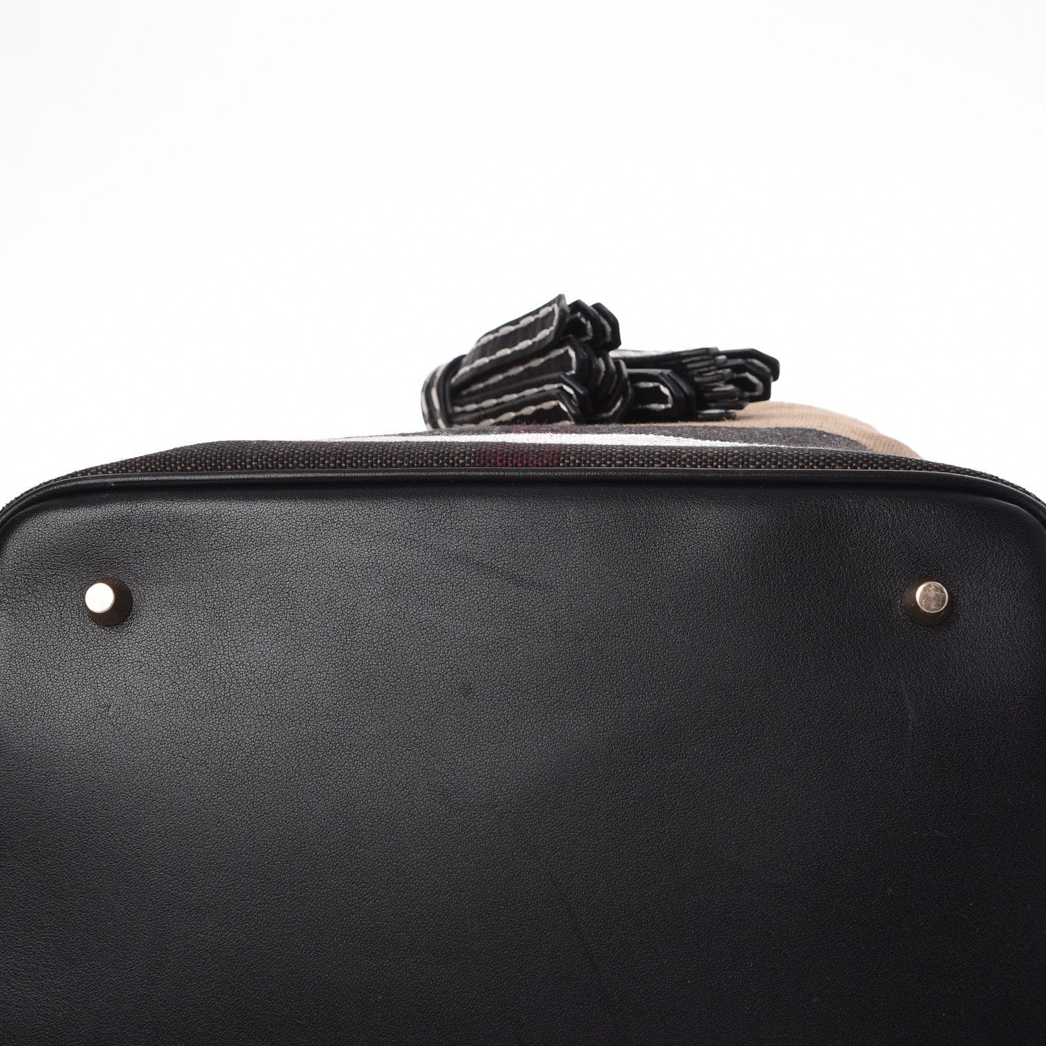 Burberry Canvas Mega Check Medium Ashby Tassel Hobo Black 9 of 11