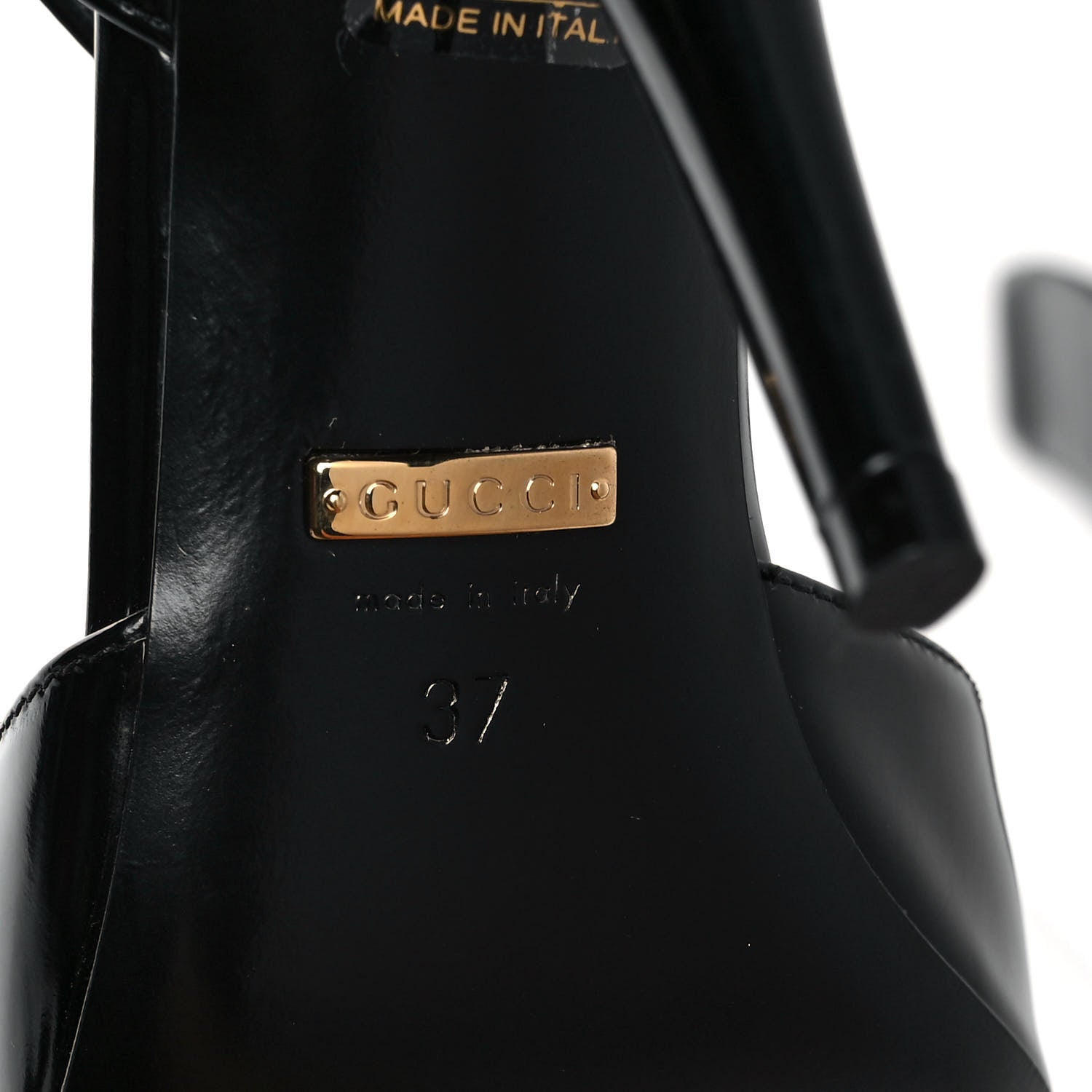 Gucci Regent Calfskin Peep Toe Sandals 37 Black 6 of 8