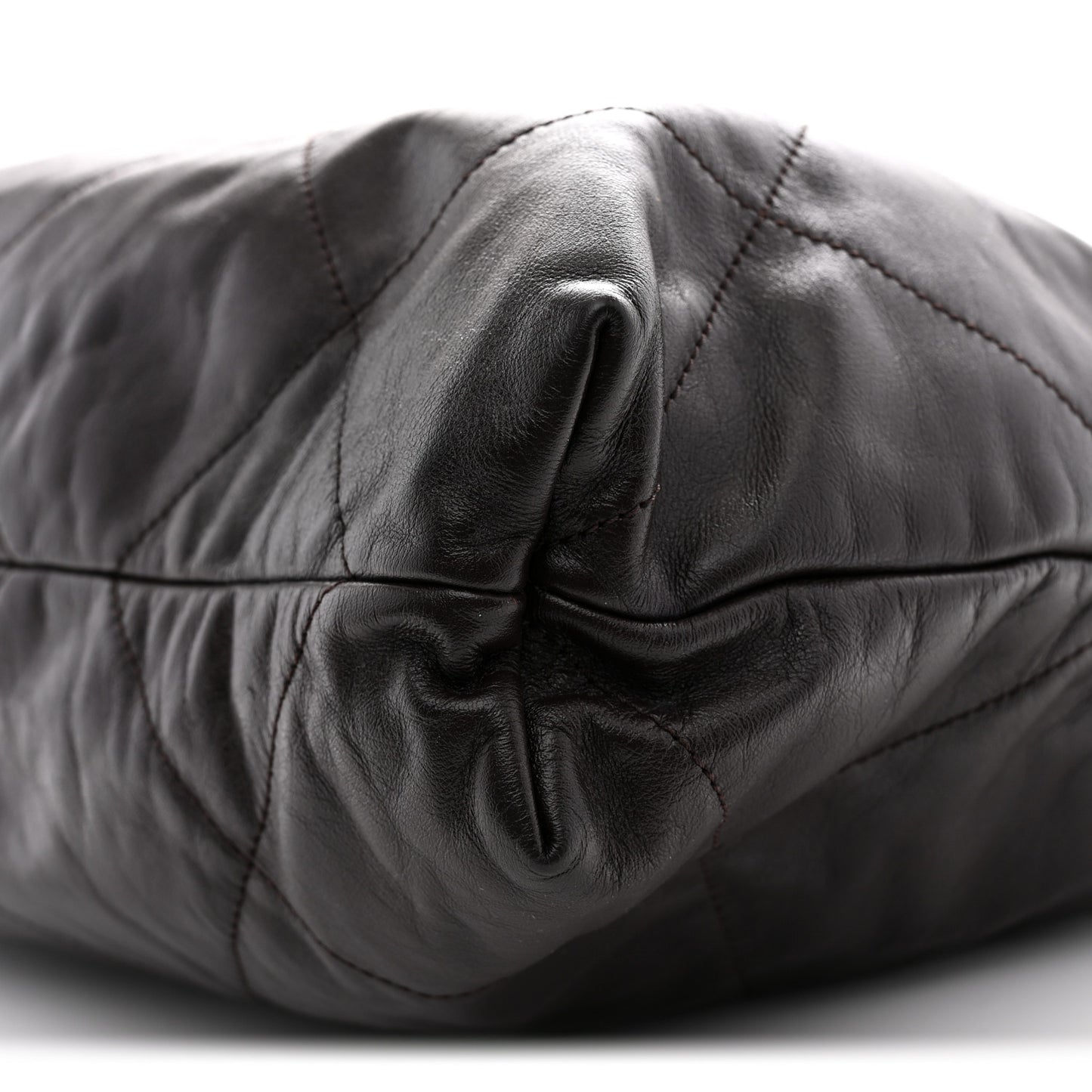 Shiny Calfskin Quilted Small Chanel 22 Dark Brown