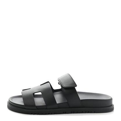 Hermes Calfskin Womens Chypre Sandals 39 Black 1 of 11