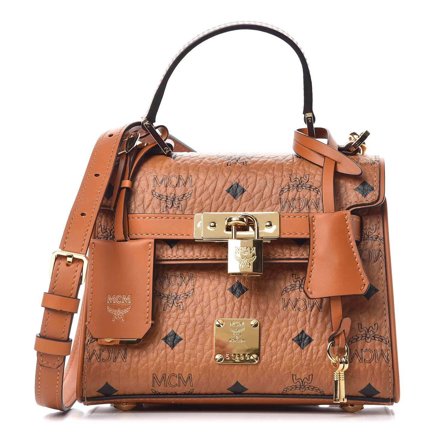 Visetos X-Mini Heritage Top Handle Satchel Cognac