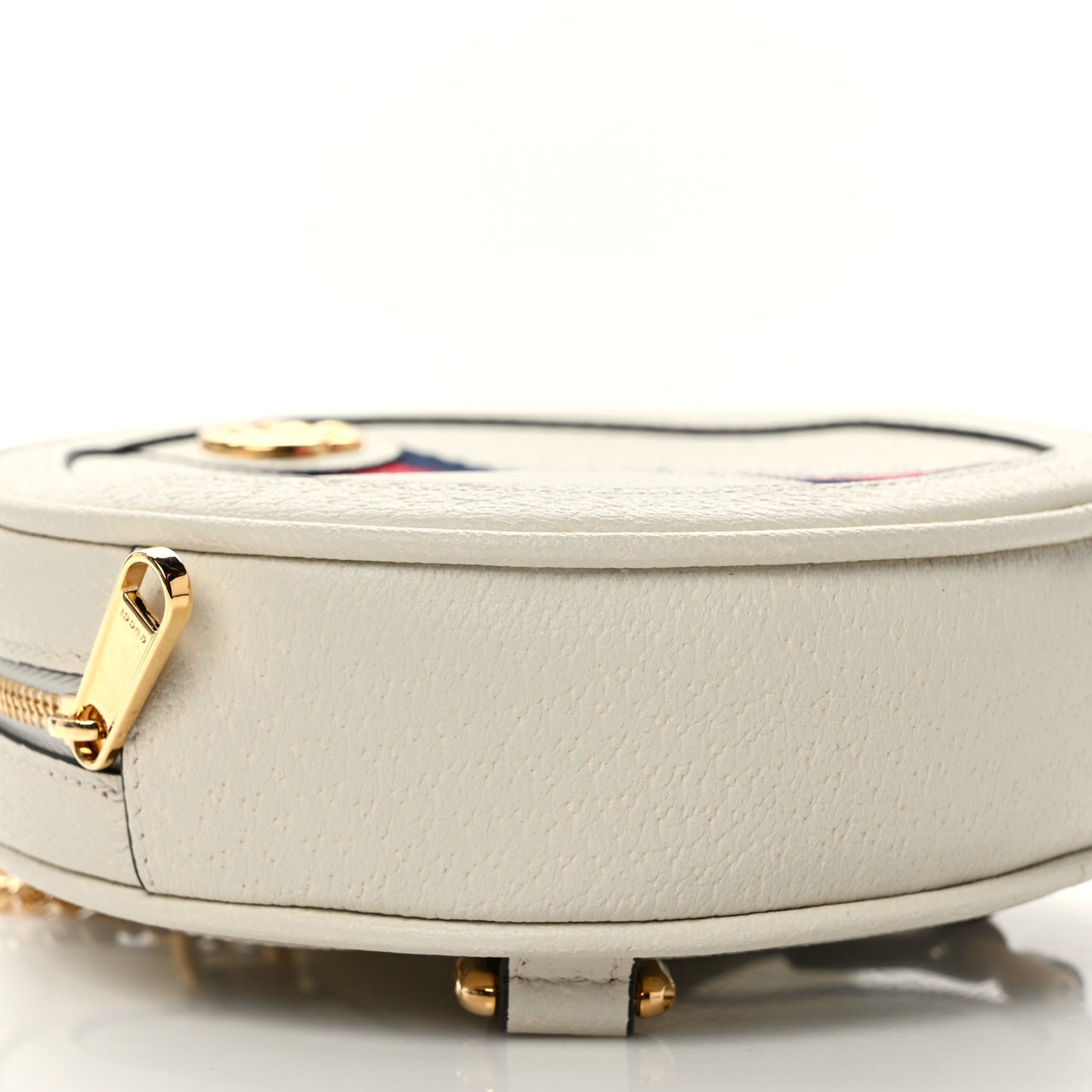Textured Calfskin Web Mini Ophidia Round Backpack Mystic White