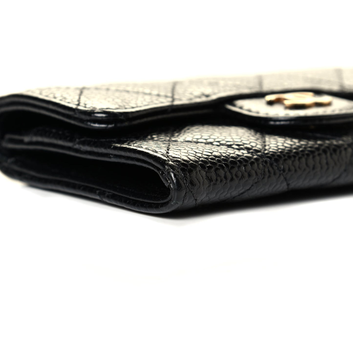 Caviar Quilted Flap Card Holder Black