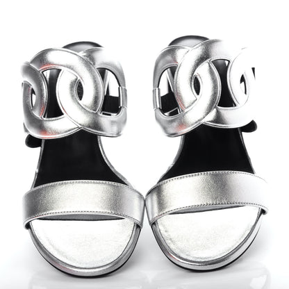 Hermes Metallic Nappa Bikini Sandals 37 Argent 5 of 11