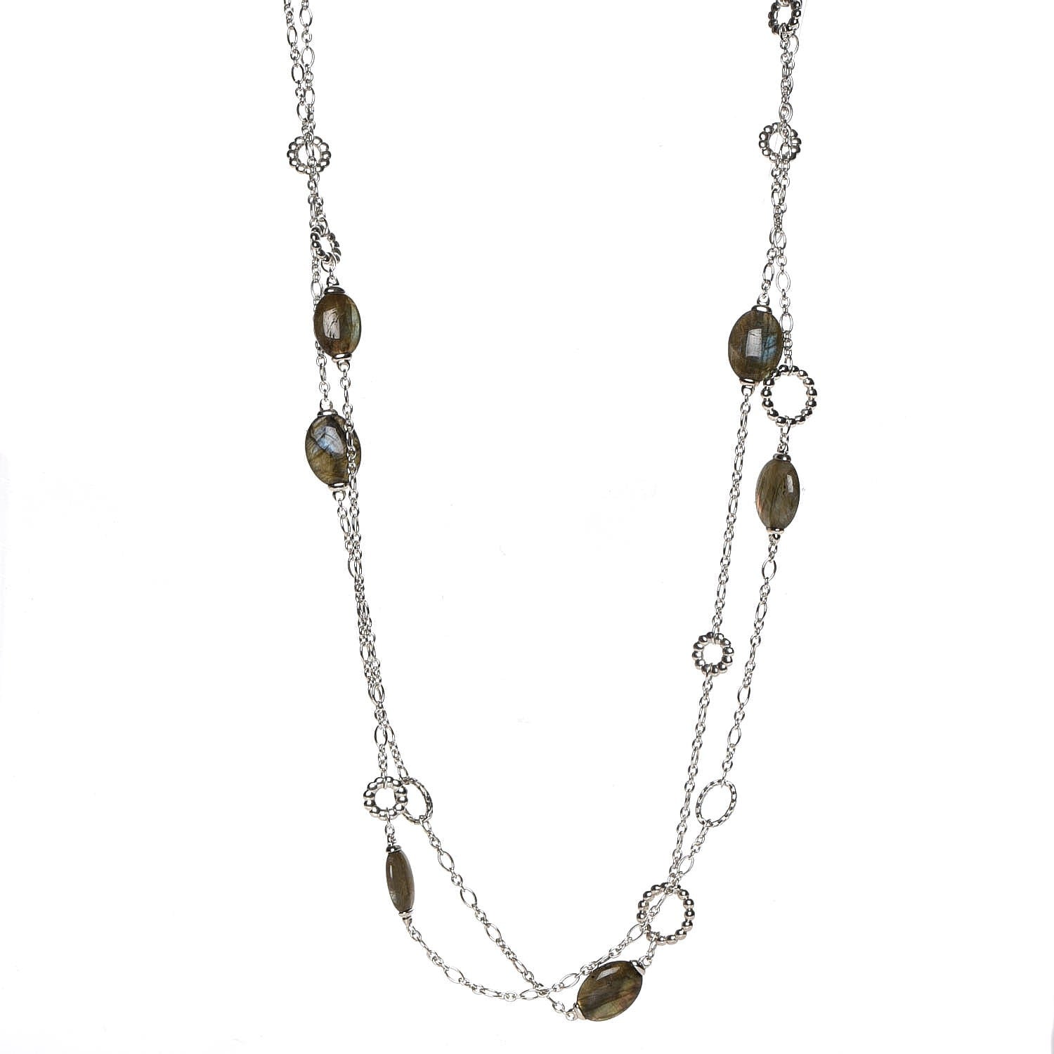 John Hardy Sterling Silver Agate Dot Disc Station Necklace 1 of 6