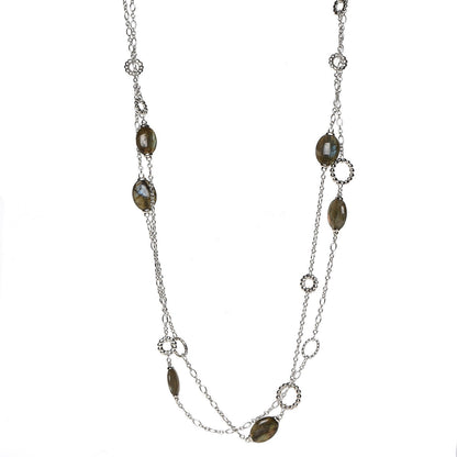 John Hardy Sterling Silver Agate Dot Disc Station Necklace 1 of 6