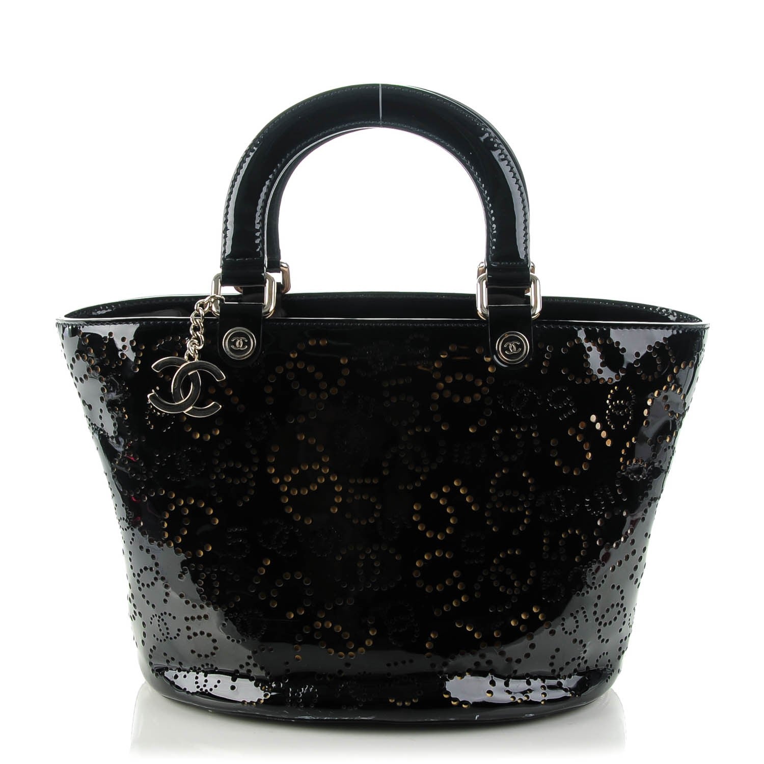 Chanel Patent Perforated CC N°5 Shopping Tote Black 1 of 8