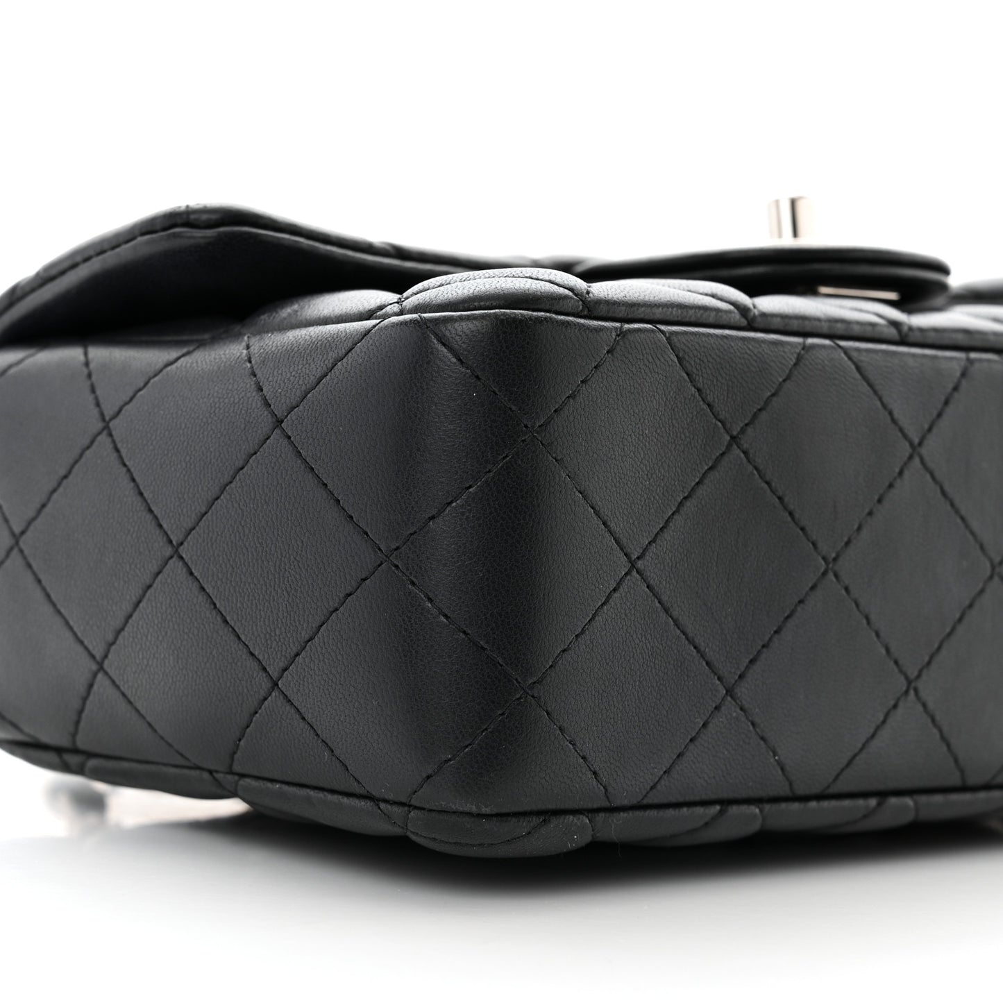 Lambskin Quilted Mini Rectangular Flap Black