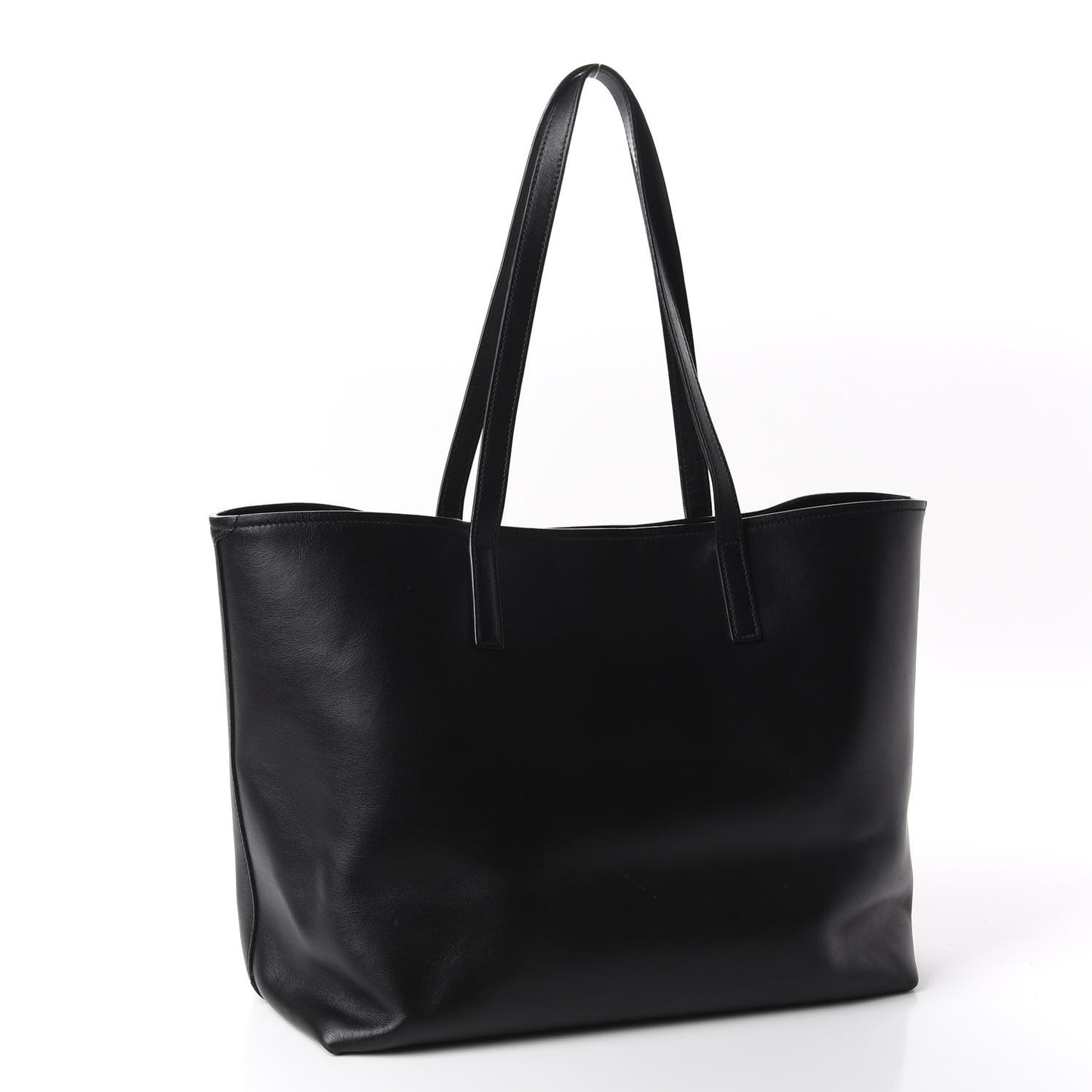 City Calf Front Pocket Large Shopping Tote Black