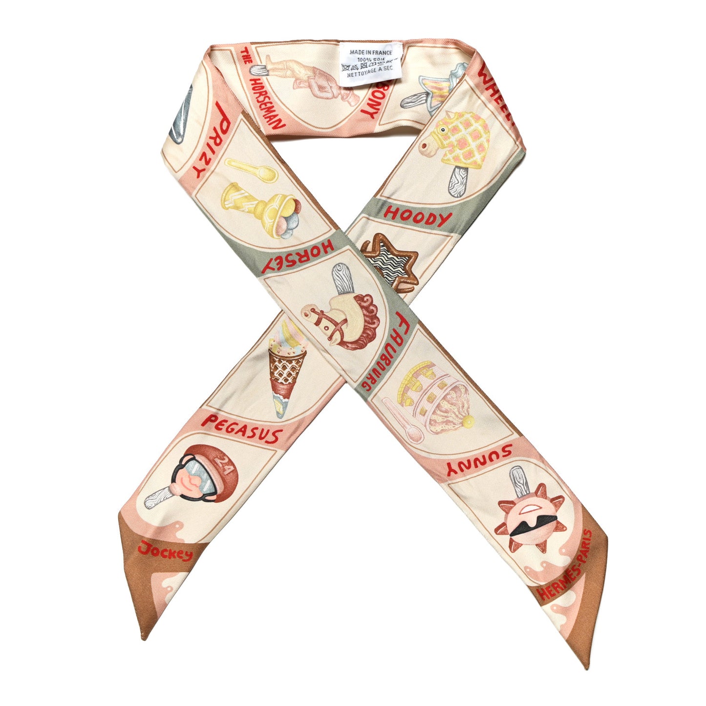 Silk Funny Ice Cream Twilly Beige Cream Vert