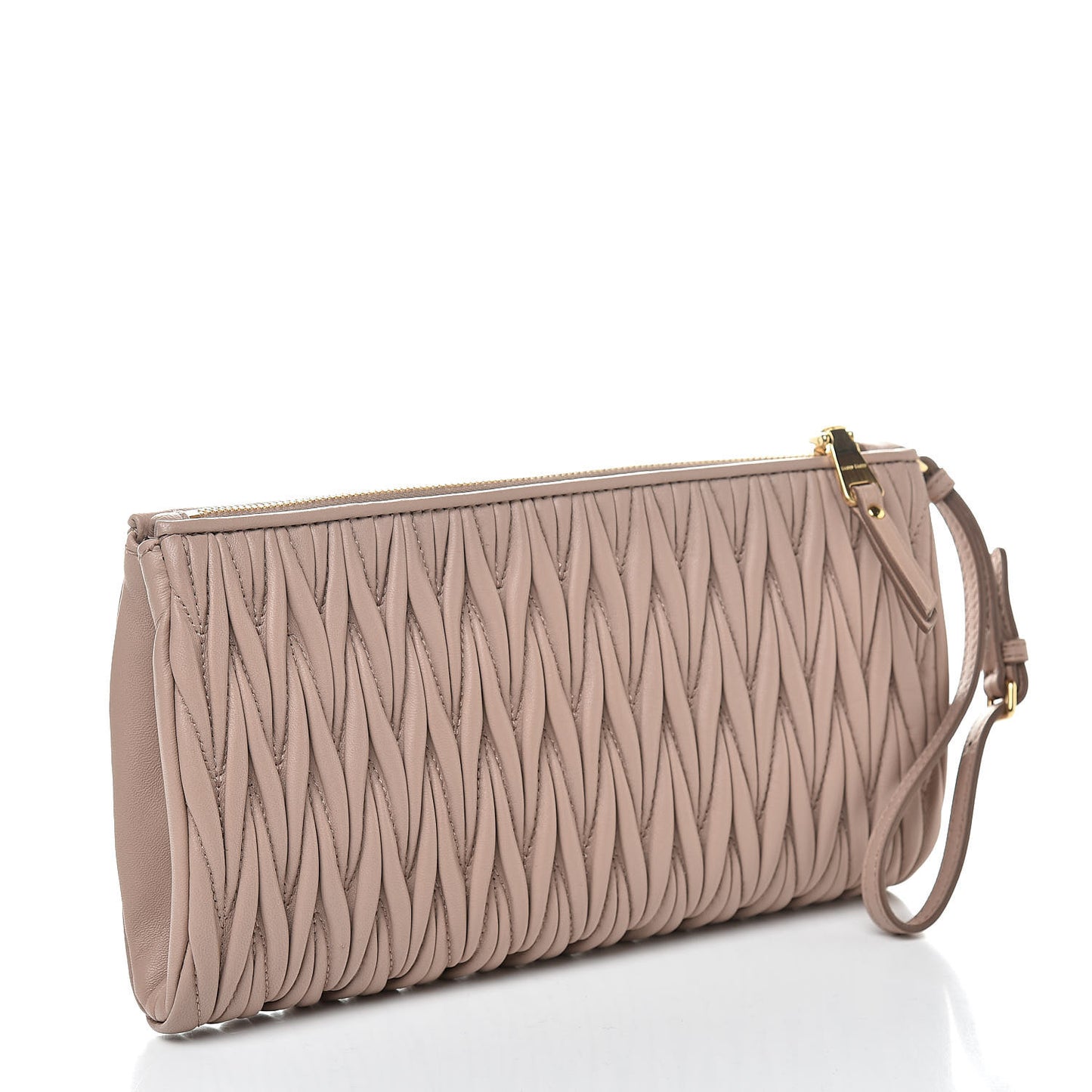 Nappa Matelasse Wristlet Cammeo