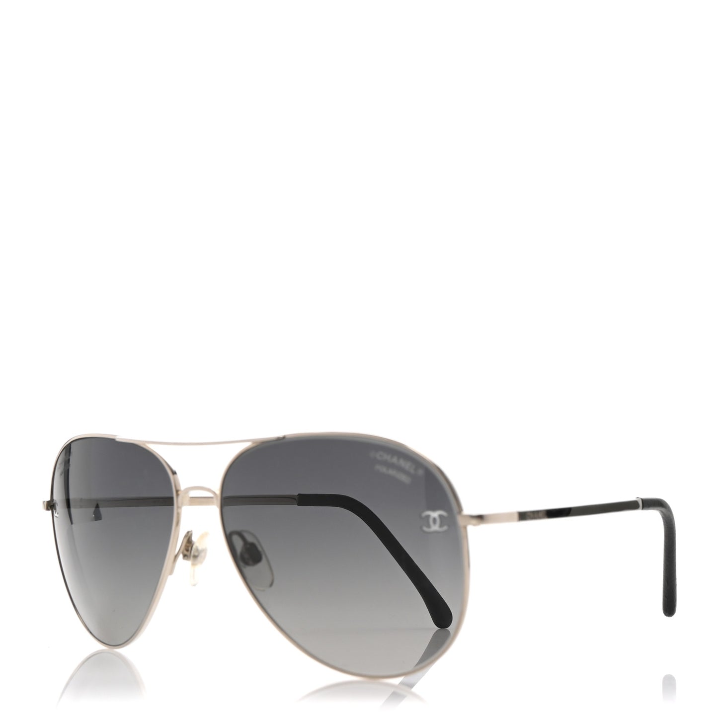Metal Polarized CC Aviator Sunglasses 4189-T-Q Silver