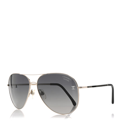Chanel Metal Polarized CC Aviator Sunglasses 4189-T-Q Silver 1 of 6
