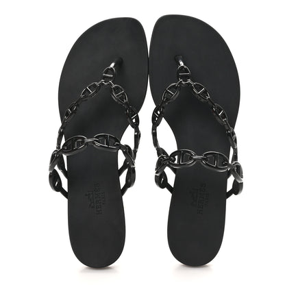 Hermes Rubber Chaine d'Ancre Island Sandals 38 Black 2 of 9
