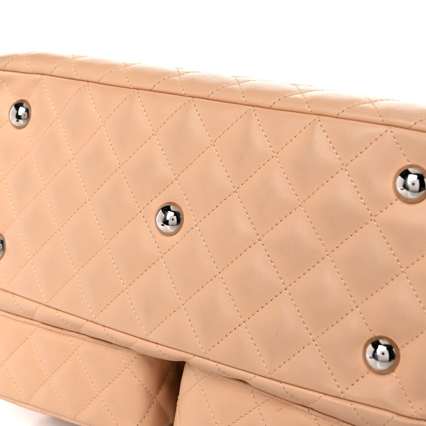 Calfskin Quilted Large Cambon Multipocket Reporter Beige Black
