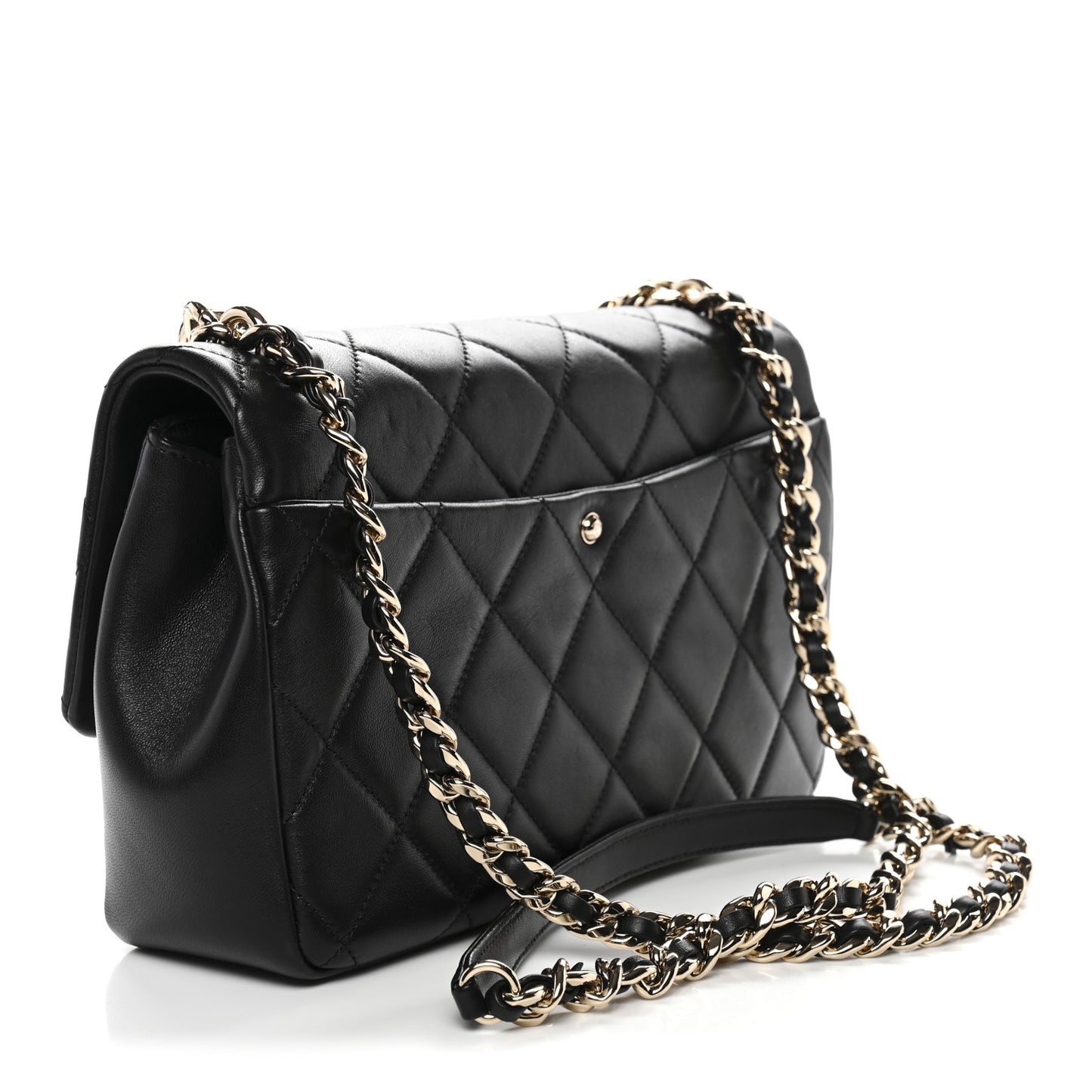 Lambskin Quilted Resin Bi-Color Chain Flap Bag Black