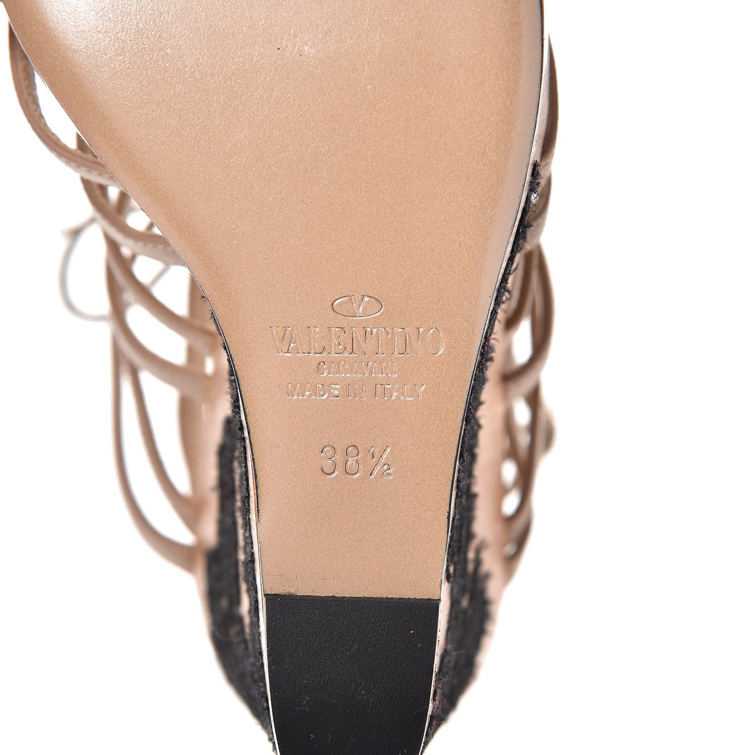 Valentino Garavani Calfskin Lace Applique Wood Wedge Sandals 38.5 Poudre 6 of 9