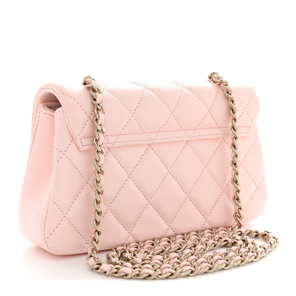 Chanel Lambskin Quilted Rectangular Phone Holder Clutch With Chain Light Pink 3 of 11