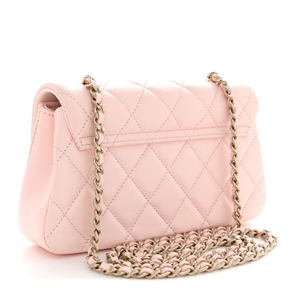 Chanel Lambskin Quilted Rectangular Phone Holder Clutch With Chain Light Pink 3 of 11