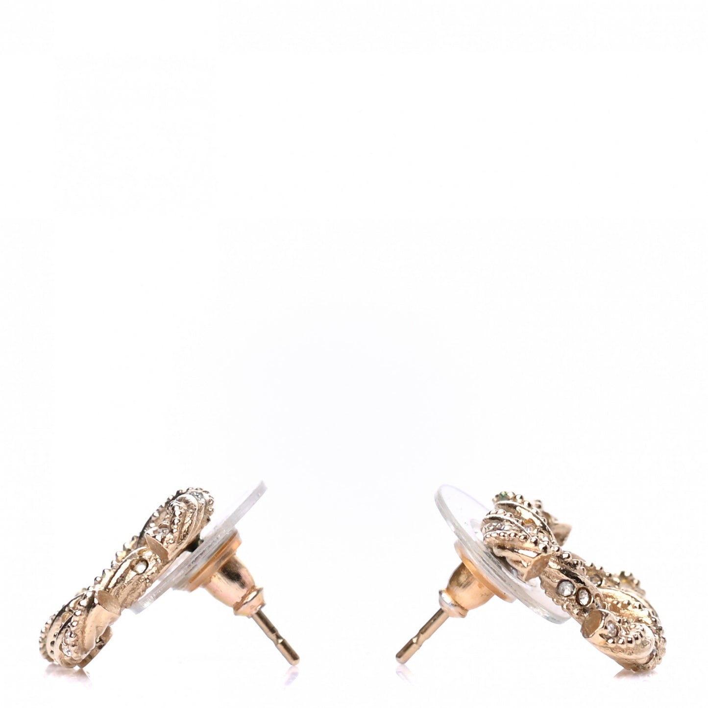 Crystal Twisted CC Earrings Gold
