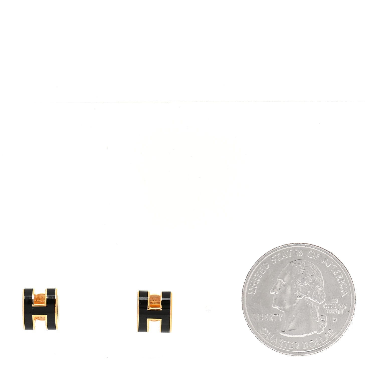 Hermes Gold Lacquered Mini Pop H Earrings Black 2 of 8