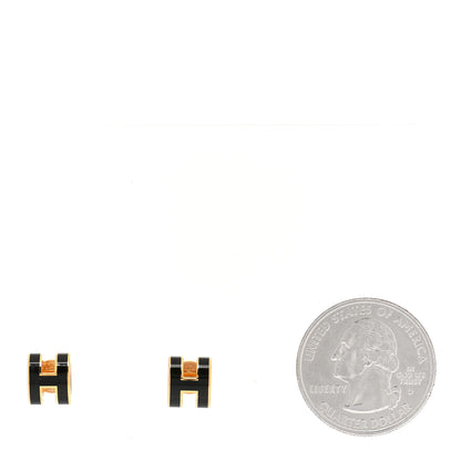 Hermes Gold Lacquered Mini Pop H Earrings Black 2 of 8