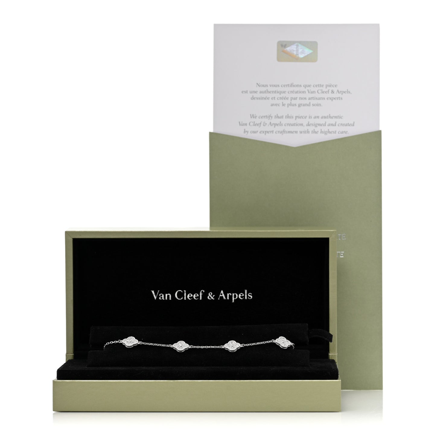 18K White Gold Diamond 6 Motifs Sweet Alhambra Bracelet