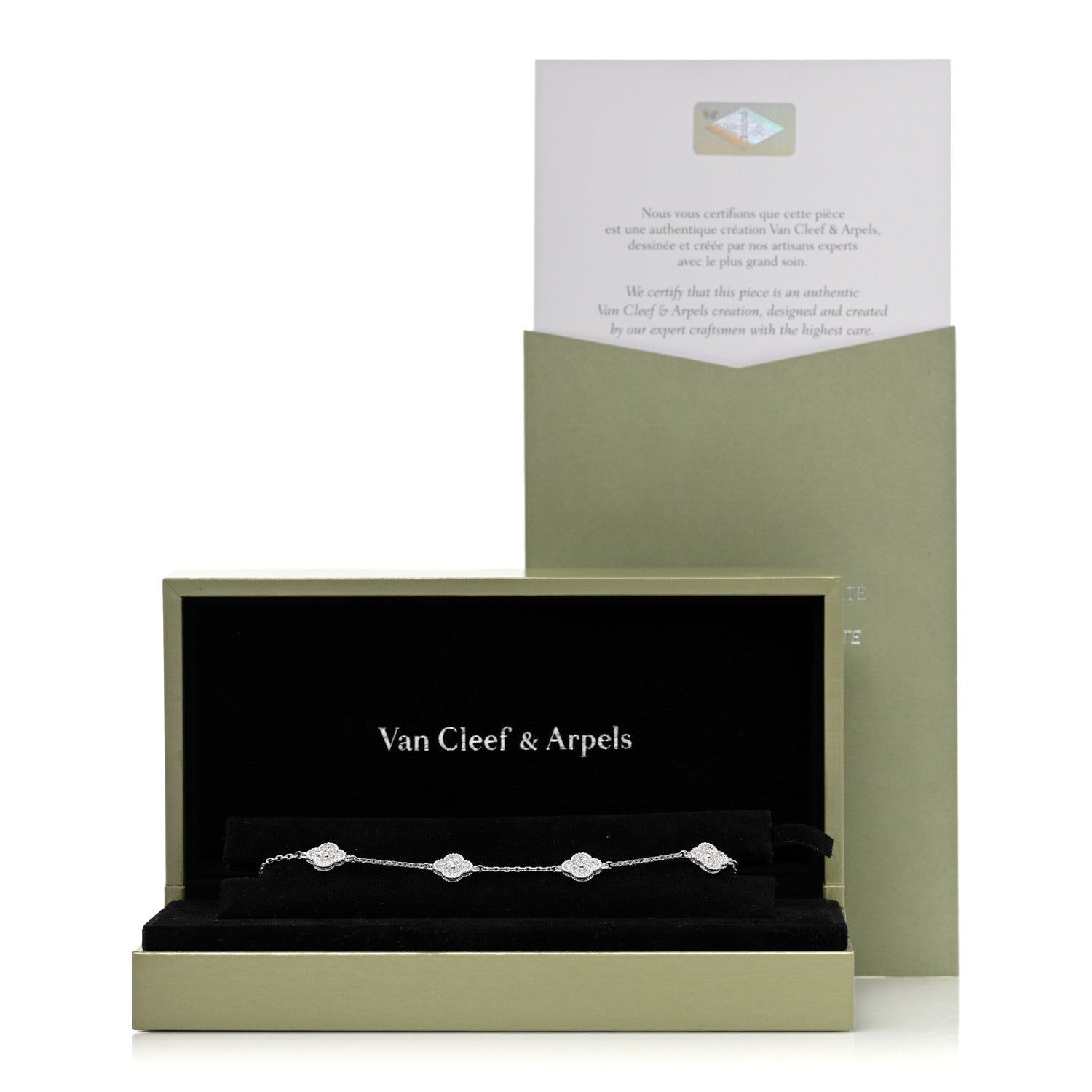 Van Cleef & Arpels 18K White Gold Diamond 6 Motifs Sweet Alhambra Bracelet 6 of 6